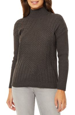 Jones New York Cable Knit Sweater in Dark Heather Grey