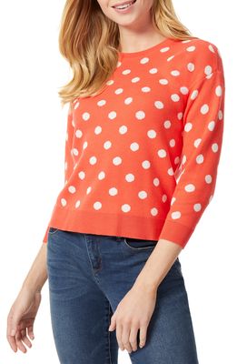 Jones New York Dots Cotton Blend Sweater in Scarlet Apple/Jones White