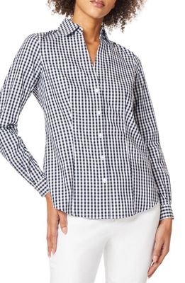 Jones New York Easy Care Gingham Button-Up Shirt in J Collection Navy/nyc White