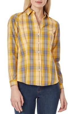 Jones New York Easy Care Plaid Cotton Button-Up Shirt in Jonagold Combo
