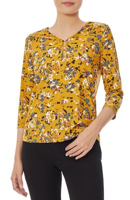 Jones New York Floral Cutout Popover Blouse in Jonagold Combo