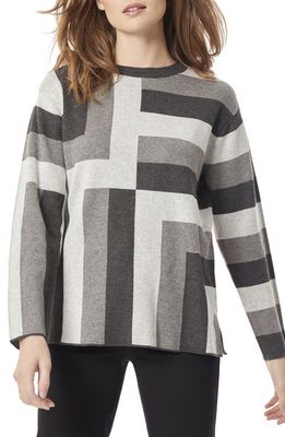 Jones New York Geo Jacquard Cotton Blend Sweater Tunic in Heather Grey Mult