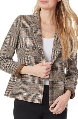 Jones New York Houndstooth Check Faux Double Breasted Jacket in Cola Combo