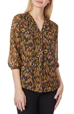 Jones New York Kelly Floral Blouse in Deep Loden Combo