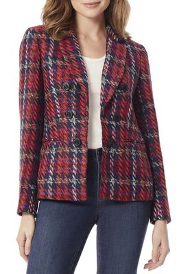 Jones New York Plaid Double Breasted Blazer in Red Multi