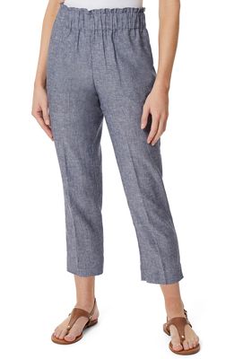 Jones New York Pull-On Linen Blend Crop Pants in Collection Navy/Nyc White