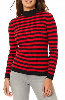 Jones New York Stripe Mock Neck Sweater in Jones Black/Rouge