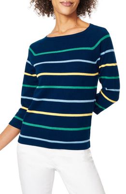 Jones New York Stripe Raglan Sleeve Sweater in Collection Navy Combo
