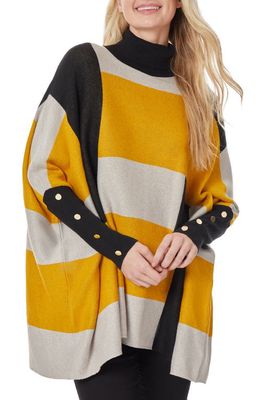Jones New York Stripe Turtleneck Drop Shoulder Sweater in Jonagold Combo
