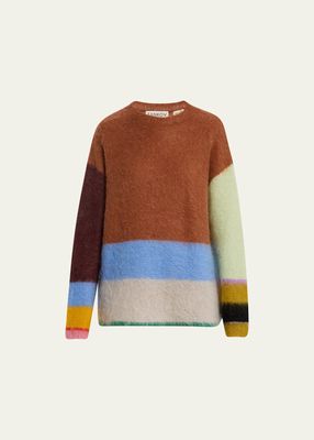 Jonny Colorblock Fuzzy Mohair Sweater