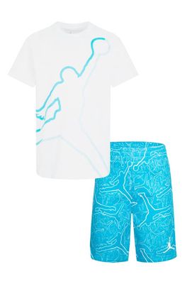 Jordan Air Jumpbled Graphic T-Shirt & Sweat Shorts Set in Aquatone