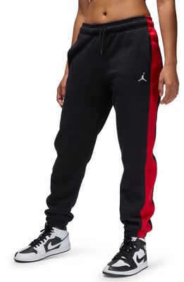 Jordan Brooklyn Fleece Sweatpants in Black/Gym Red/White