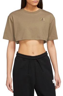 Jordan Cotton Crop T-Shirt in Brown Kelp