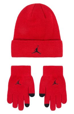 Jordan Essential Beanie & Gloves Set in Gym Red