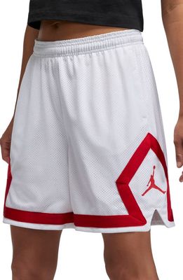 Jordan Essential Diamond Basketball Shorts in White/Gym Red