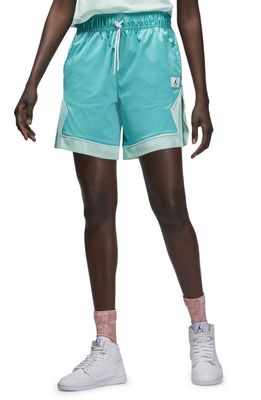 Jordan Essential Diamond II Satin Basketball Shorts in Washed Teal/Mint Foam/White