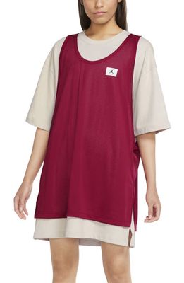 Jordan Essentials Layered T-Shirt Dress in Light Brown/Hibiscus