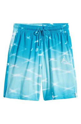 Jordan Essentials Print Mesh Shorts in Aquatone/White
