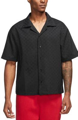 Jordan Essentials Short Sleeve Button-Up Camp Shirt in Black/Black