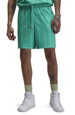 Jordan Essentials Stripe Mesh Shorts in Washed Teal/Citron Tint