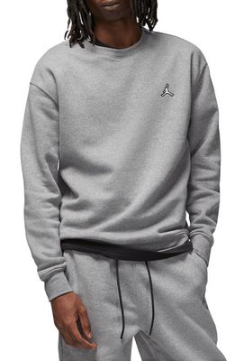 Jordan Fleece Crewneck Sweatshirt in Carbon Heather/White