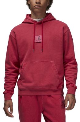 Jordan Flight Essentials Washed Fleece Cotton Hoodie in Cardinal Red