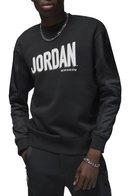 Jordan Flight Fleece Crewneck Sweatshirt in Black/Phantom/Phantom