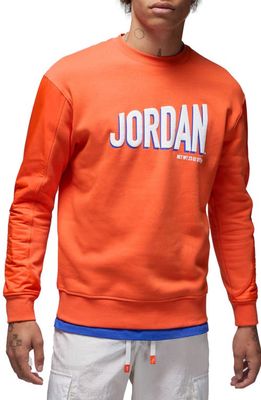 Jordan Flight Fleece Crewneck Sweatshirt in Rush Orange/White