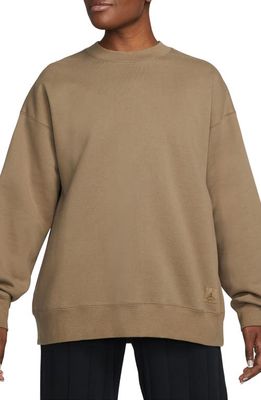Jordan Flight Fleece Oversize Crewneck Sweatshirt in Brown Kelp