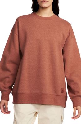 Jordan Flight Fleece Oversize Crewneck Sweatshirt in Dusty Peach/Heather