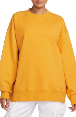 Jordan Flight Fleece Oversize Crewneck Sweatshirt in Yellow Ochre/Heather
