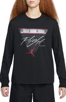 Jordan Flight Long Sleeve Graphic T-Shirt in Black/Gym Red
