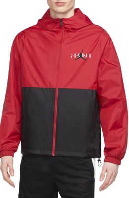 Jordan Hooded Nylon Jacket in Gym Red/Black/Black