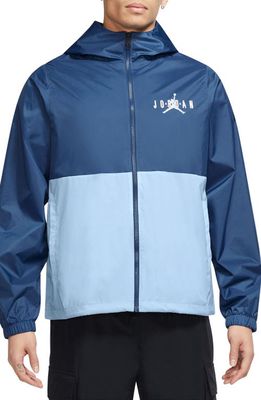 Jordan Hooded Nylon Jacket in True Blue/Ice Blue