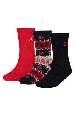 Jordan Kids' Assorted 3-Pack Holiday Crew Socks Gift Box in Gym Red
