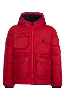 Jordan Kids' Cargo Ripstop Puffer Jacket in Gym Red