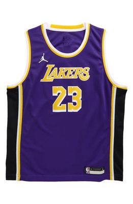 Jordan Kids' Dri-FIT NBA Icon Edition Los Angeles Lakers LeBron James Mesh Tank in Purple