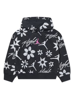 Jordan Kids Floral Flight-print hoodie - Black