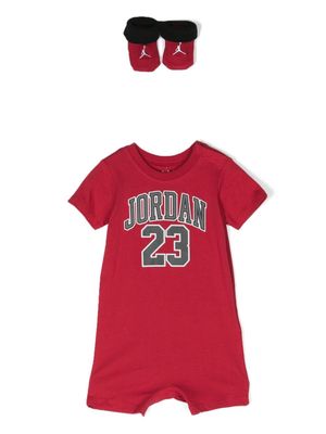 Jordan Kids logo-print cotton romper - Red