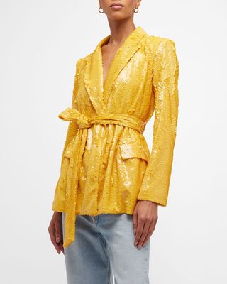 Jordana Sequin-Embellished Wrap Blazer