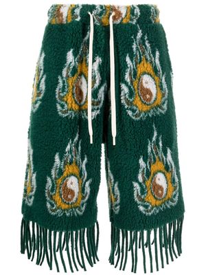 JORDANLUCA Cosmo patterned-jacquard drawstring shorts - Green