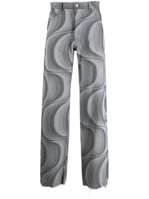 JORDANLUCA geometric-pattern faded trousers - Blue
