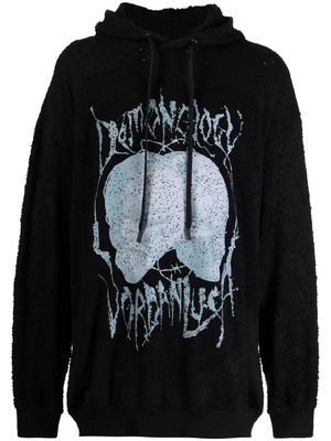 JORDANLUCA graphic-print distressed hoodie - Black