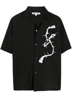 JORDANLUCA graphic-print short-sleeve tencel shirt - Black