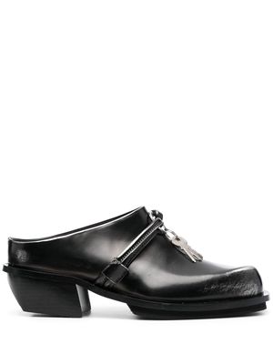 JORDANLUCA lock-detail calf-leather slippers - Black