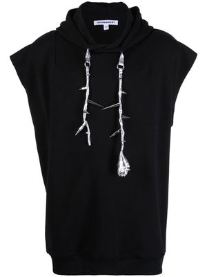 JORDANLUCA spike-stud short-sleeve hoodie - Black