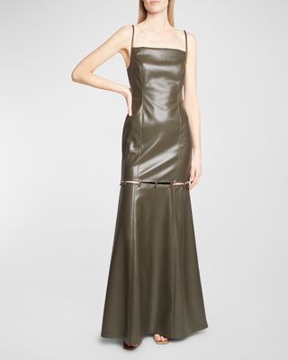 Jorie Alt-Leather Buttoned Maxi Dress