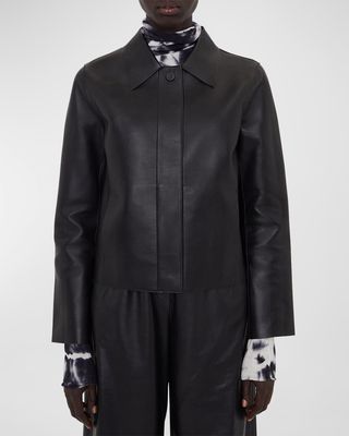 Jose Snap-Front Bonded Leather Jacket