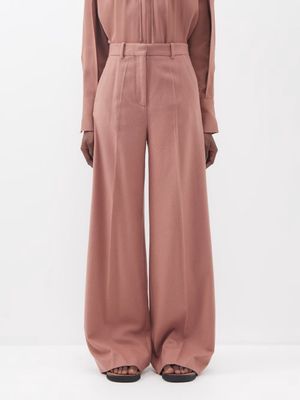Joseph - Alana Wool-blend Twill Wide-leg Trousers - Womens - Light Brown