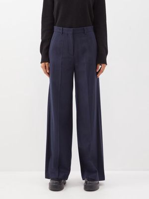 Joseph - Alana Wool-blend Wide-leg Trousers - Womens - Navy